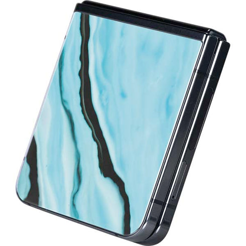 Aqua Blue Marble Ink Galaxy Z Flip5 5G Skin